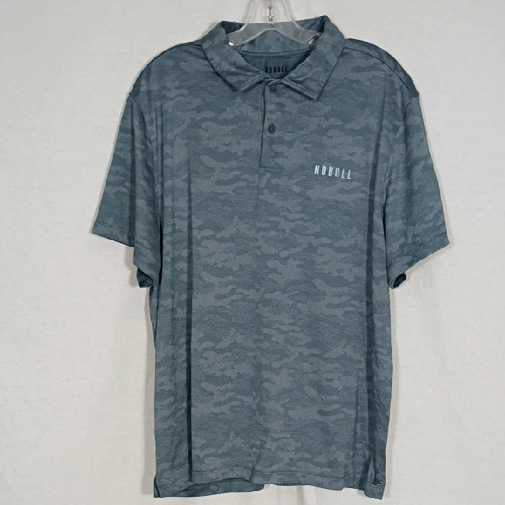 EUC Nobull Polo Shirt Mens XXL Blue Camo Athletic Golf Casual Short Sleeve